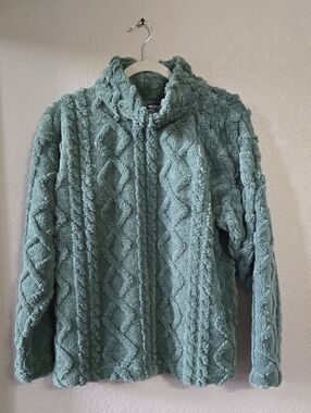 Eddie Bauer Green Plush Sweater with High Collar